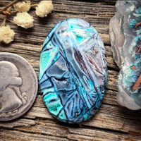 Ring of Fire Copper Plume Agate Oval Cabochon