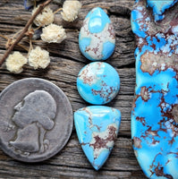 Natural Lavender Turquoise Drop Oval Set Cabochon