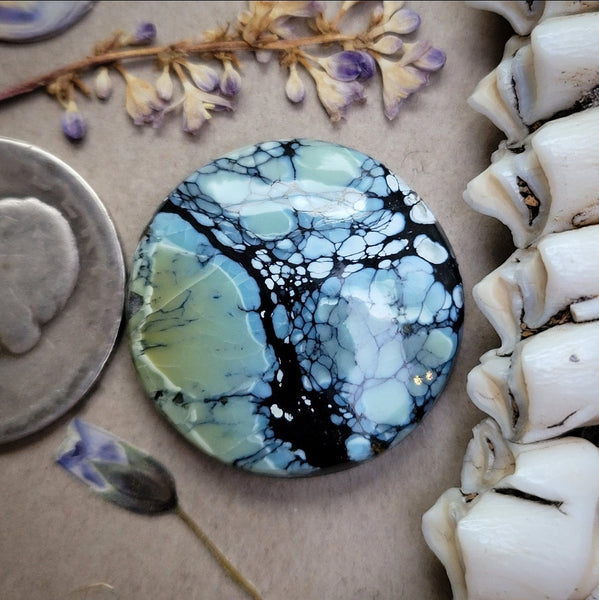 Natural Polychrome White River Round Cabochon