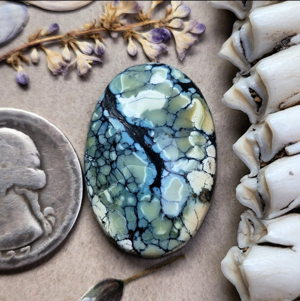 Natural Polychrome White River Oval Cabochon