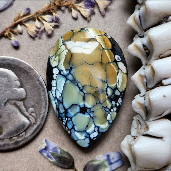 Natural Polychrome White River Drop Cabochon