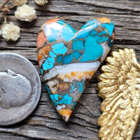 Hand Carved Spiny Oyster Purple Dahlia Heart Cabochon