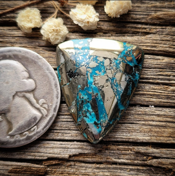 P Blue  Turquoise Shield Cabochon