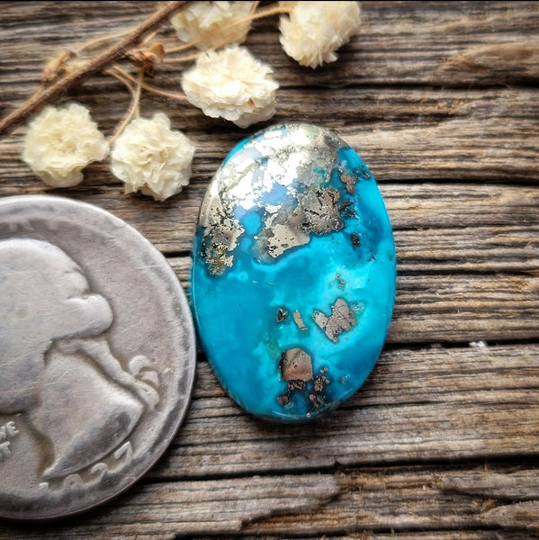 P Blue  Turquoise Oval Cabochon