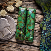Hubei Turquoise Bar Earring Pair Cabochon