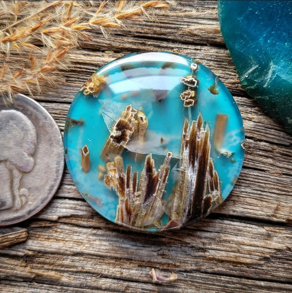 Turkish Stick Agate Round Doublet Cabochon