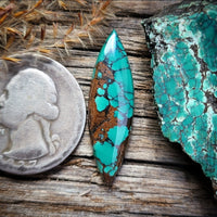 Qingu Teal W/ Red Web Marquise Cabochon