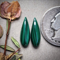 Calibrated Malachite Teardrop Pair Cabochon