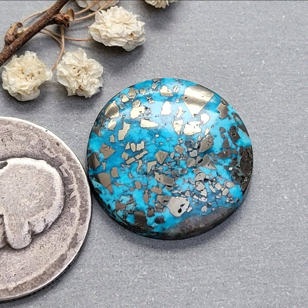 P. Blue Round Cabochon